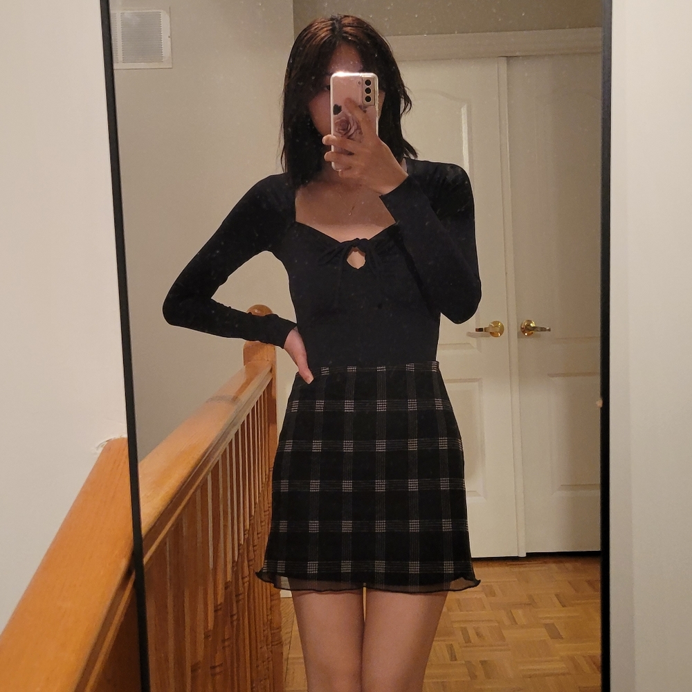 Black Plaid Women's Skirt